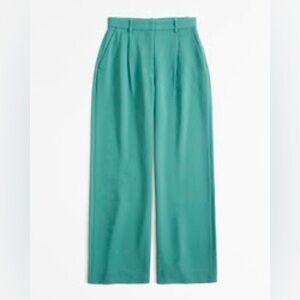 Abercrombie & Fitch Teal Curve Love Premium Crepe Tailored Ultra Wide-Leg Pant